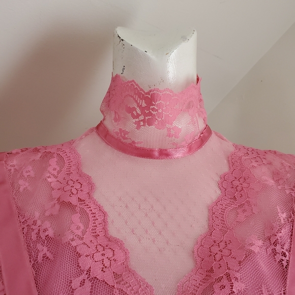 70s Vintage Pink Formal Gown With Long Chiffon Sleeves - Picture 7 of 10